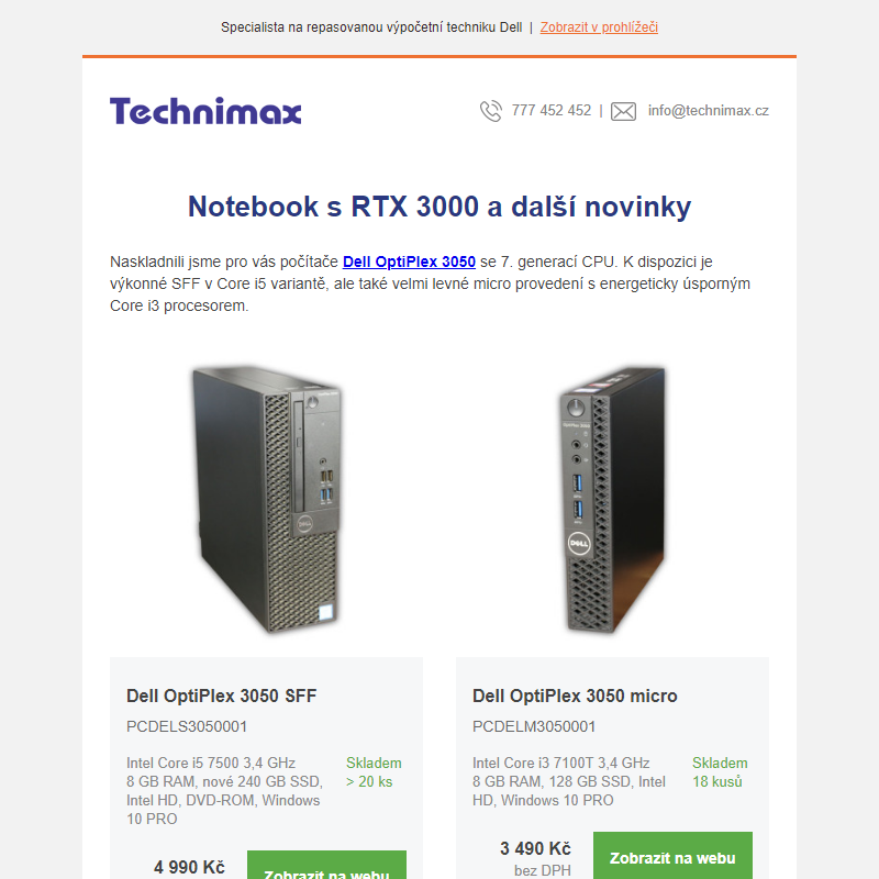 Notebook s RTX 3000 a další novinky
