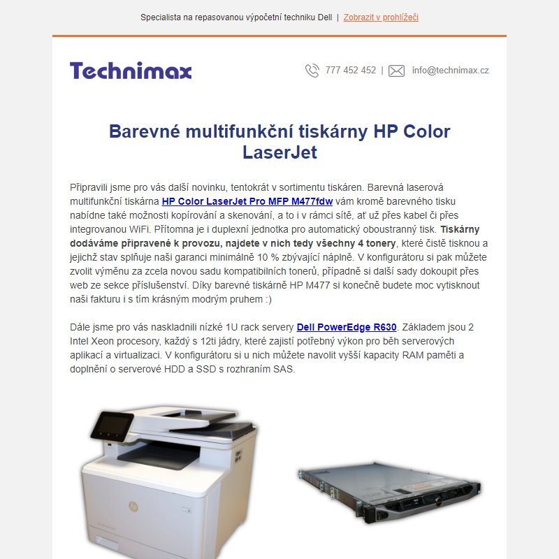 Barevné multifunkční tiskárny HP Color LaserJet