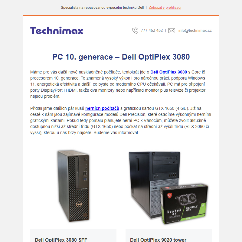 PC 10. generace – Dell OptiPlex 3080