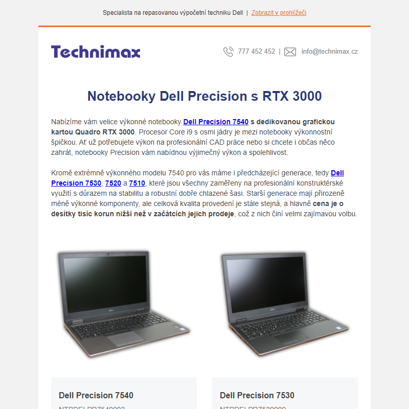 Notebooky Dell Precision s RTX 3000