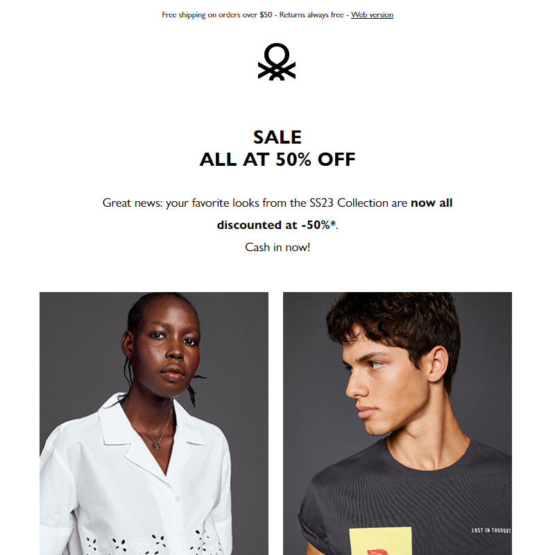 Sale: everything is now 50% off