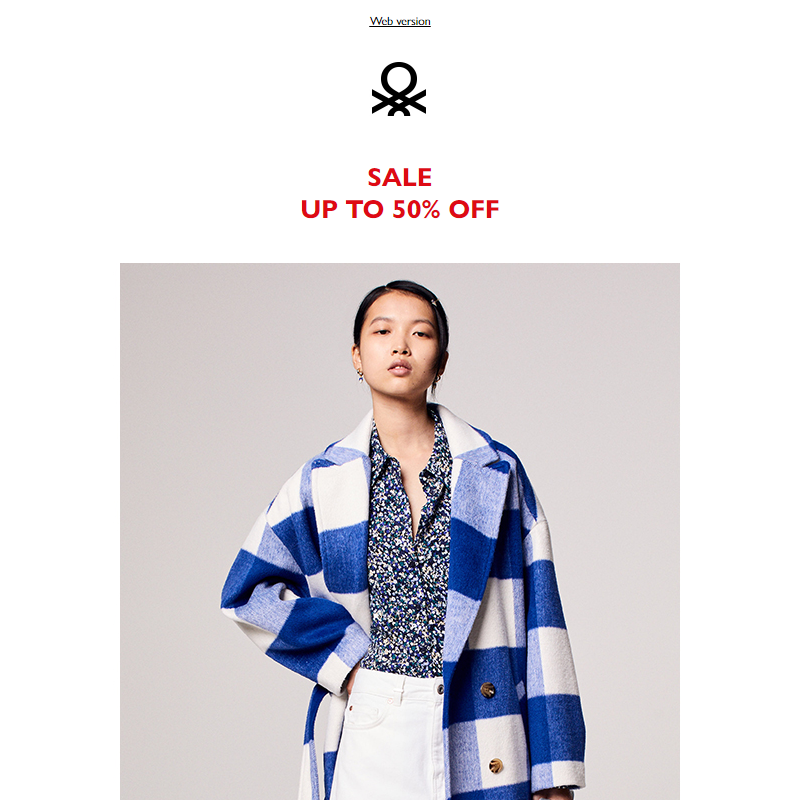 The sale goes on up to 50% off