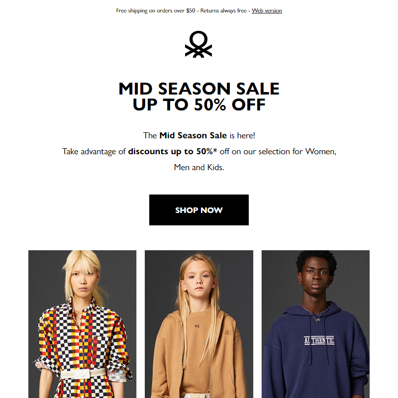 Up to 50% off: the Mid Season Sale is here!