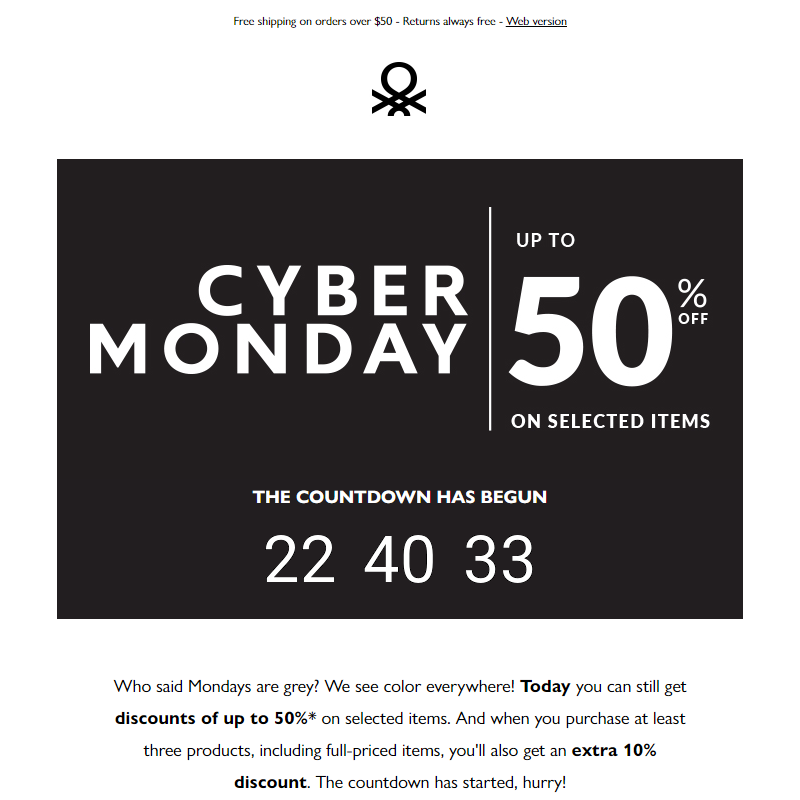 Cyber Monday is here, up to 50% off
