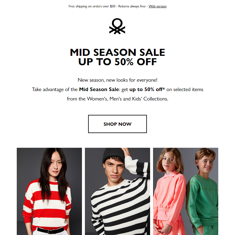 Mid Season Sale: up to 50% off