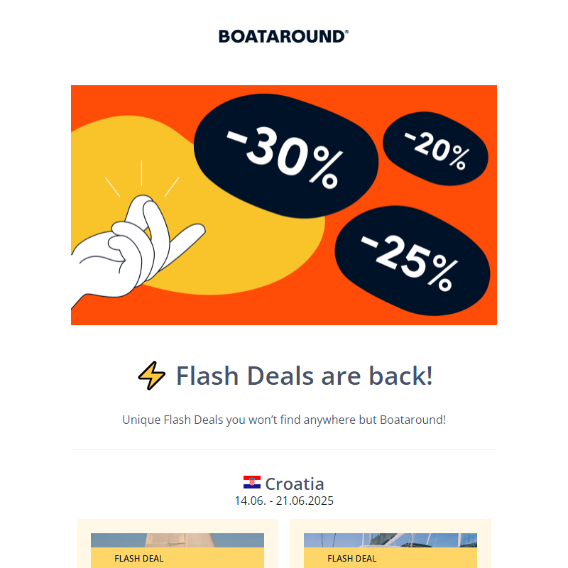 _ Flash Deals on Boataround! Don’t miss them!