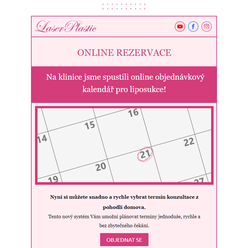 NOVINKA! Snadná rezervace termínu