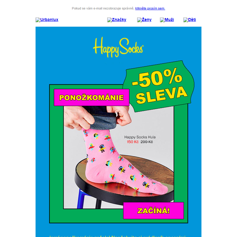 Happy Socks ponožky se slevou 50 %