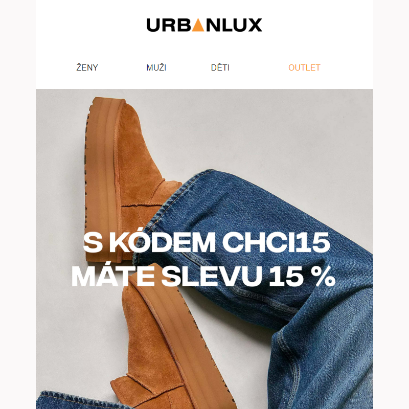 Jedinečná sleva 15 % na UGG. Neváhejte. Kód uvnitř.