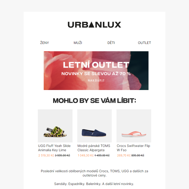 Letní outlet až -70 %.