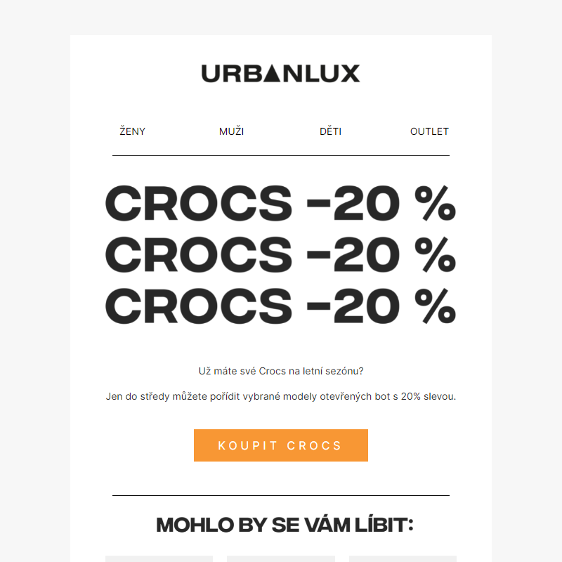 Letní Crocs se slevou 20 %.