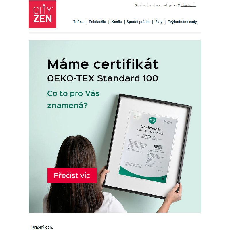 Certifikát OEKO-TEX Standard 100...