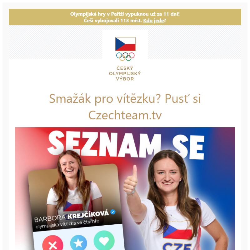 Smažák pro vítězku? Pusť si Czechteam.tv _