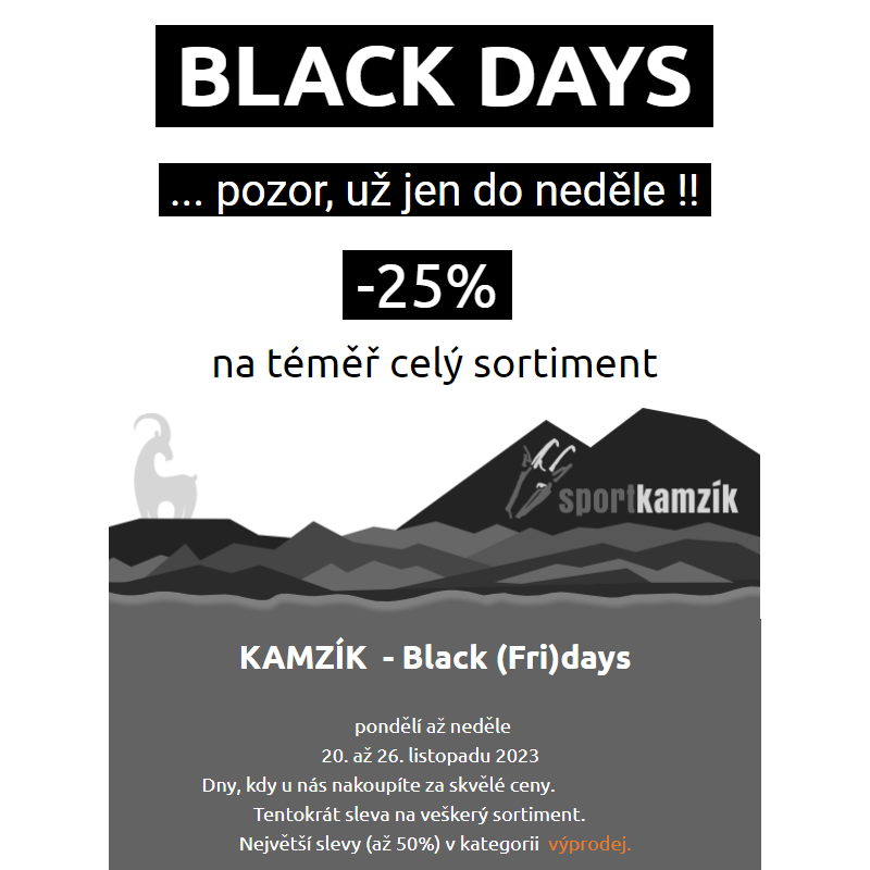 KAMZÍK Black Days ... už jen do neděle -25%