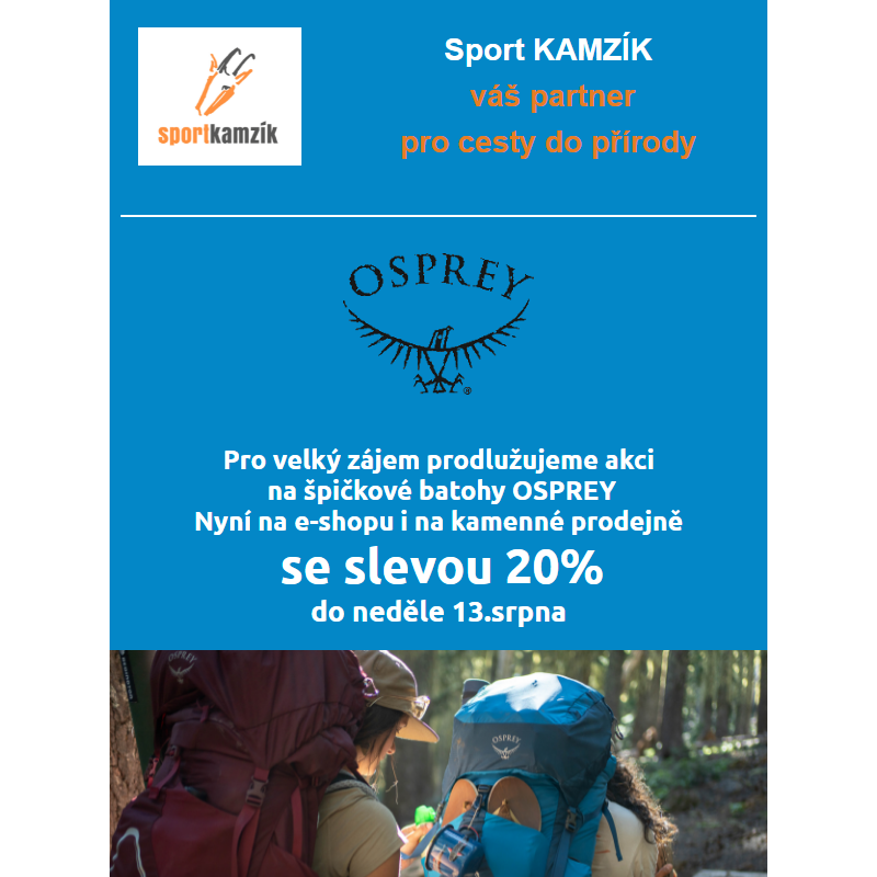 Prodloužena akce na batohy OSPREY - Sport KAMZÍK