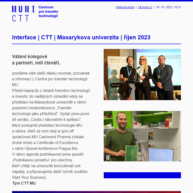 Novinky z CTT MU: transferová minikonference, podnikavá poradna a další zajímavosti 