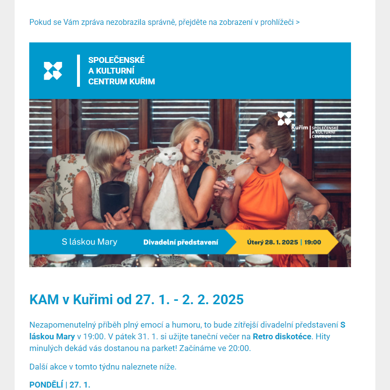 [Newsletter] KAM v Kuřimi od 27. 1. - 2. 2. 2025