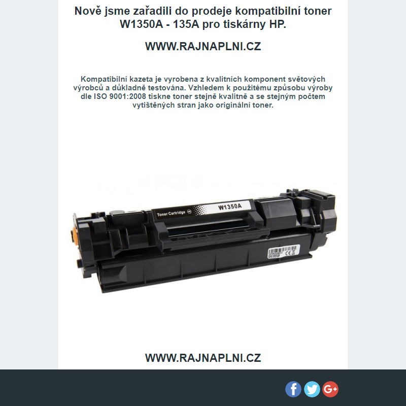 Novinka v eshopu - toner W1350A - 135A - pro tiskárny HP