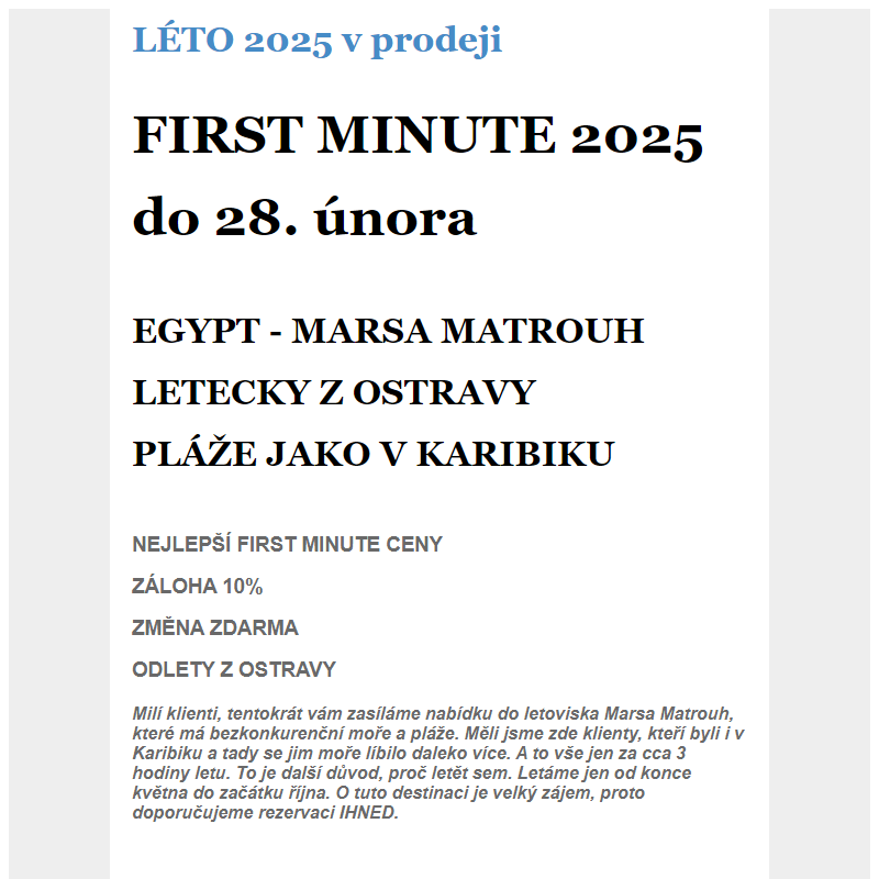 LÉTO 2025 MARSA MATROUH