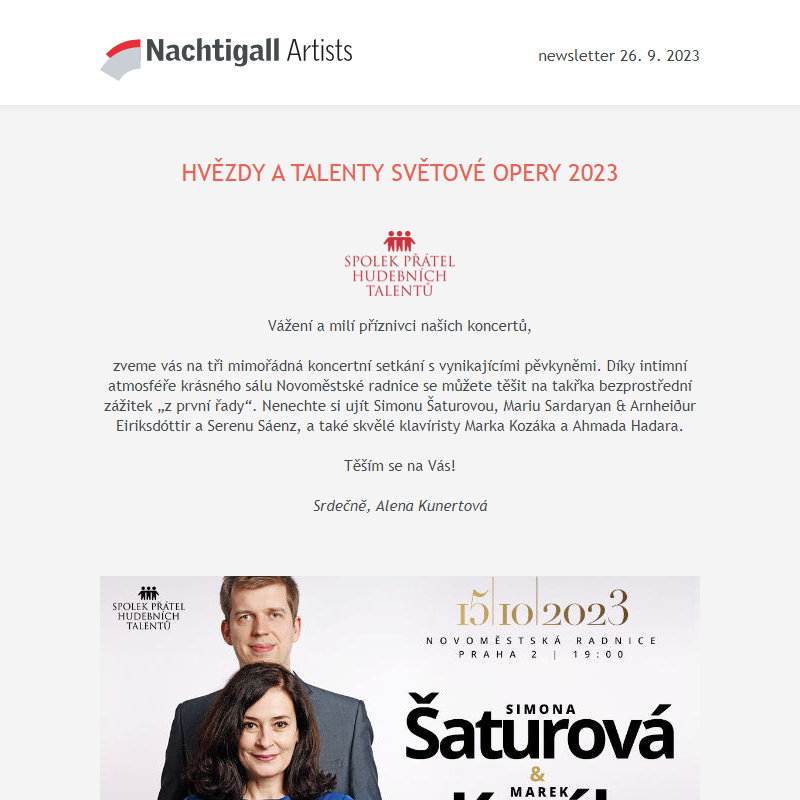 Nachtigall Artists newsletter - 26. 9. 2023