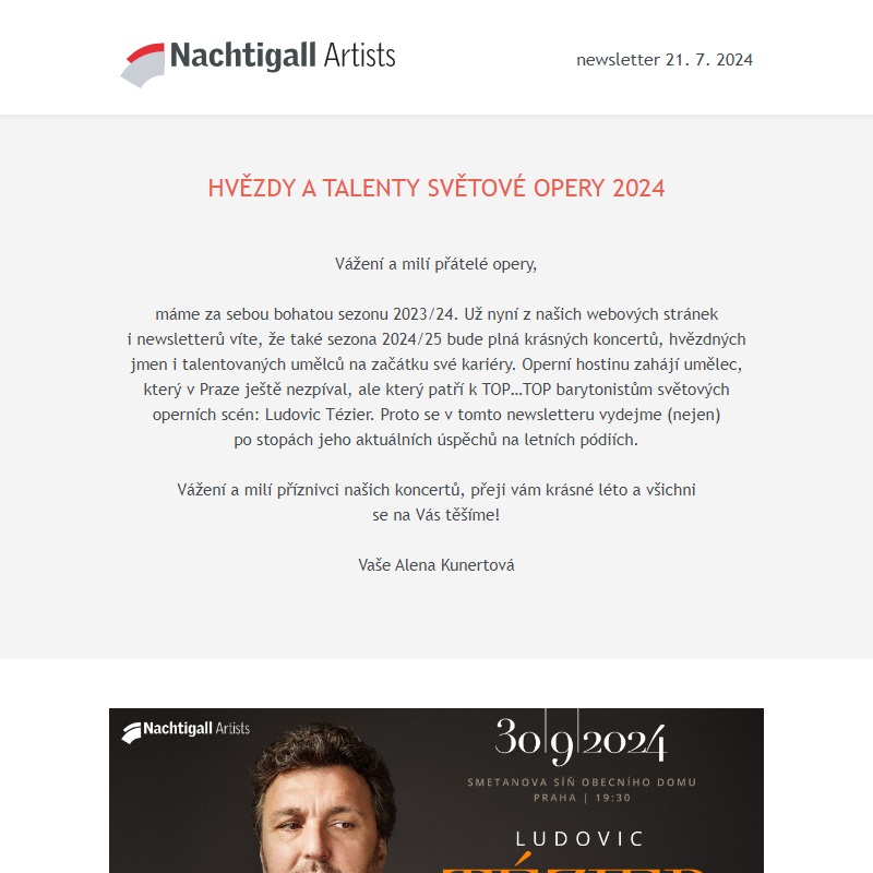 Nachtigall Artists newsletter - 21. 7. 2024