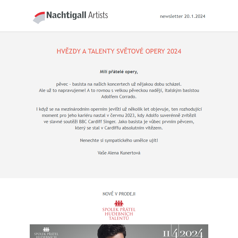 Nachtigall Artists newsletter - 20. 1. 2024