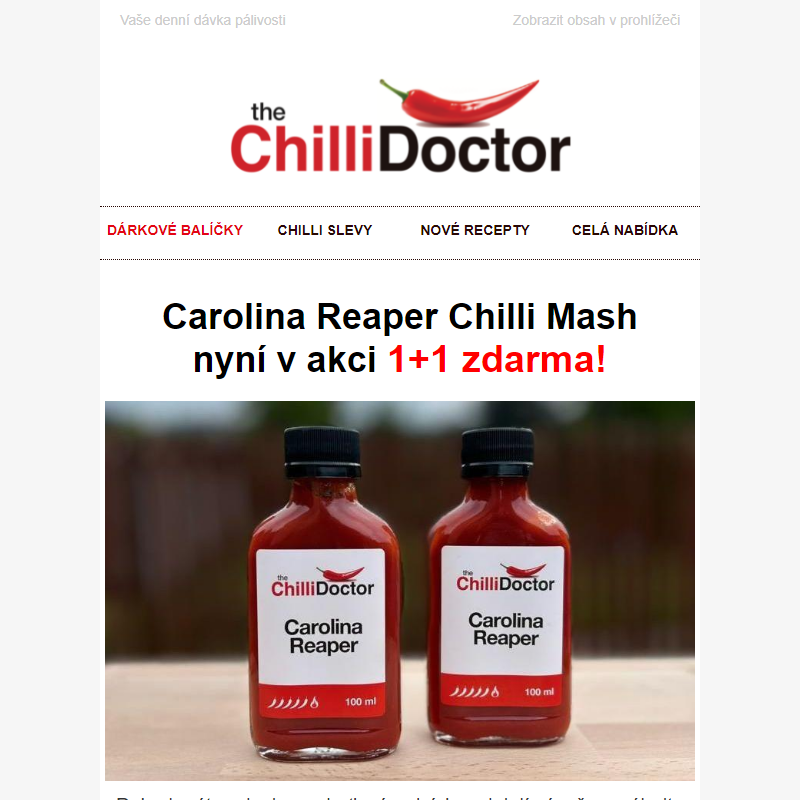 Carolina Reaper chilli mash v akci 1+1 zdarma