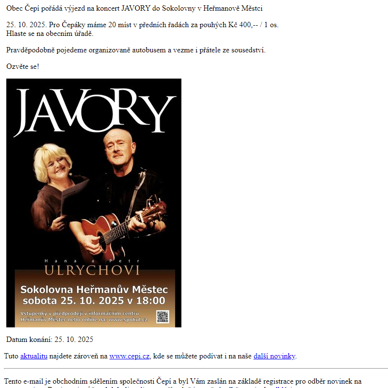 JAVORY 25. 10. v Heřmaňáku