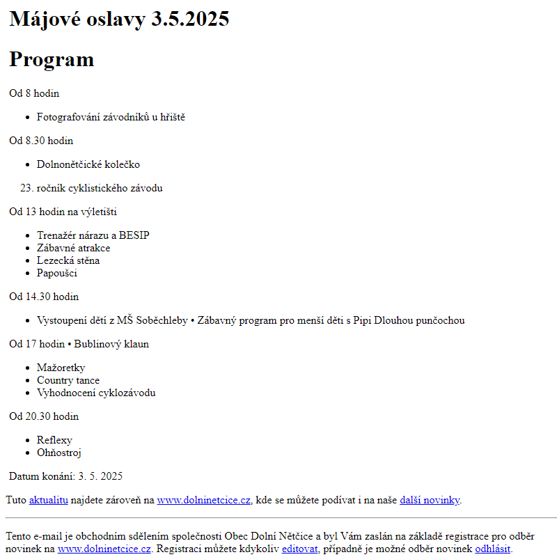 Májové oslavy 2025
