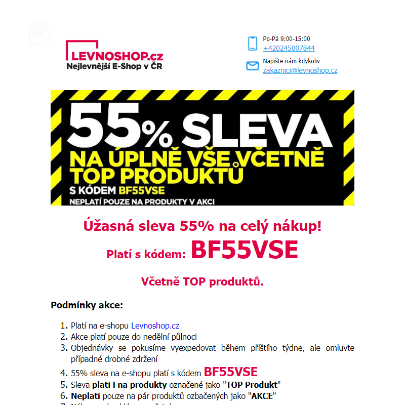 Sleva 55% na celý nákup! A to včetně TOP produktů! Navíc všechna prostěradla za 99 Kč!