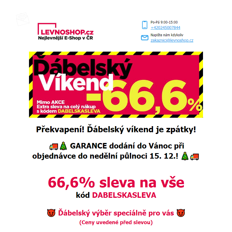 Překvapení! Ďábelská sleva 66,6% na VŠE je zpět! _ Pekelně výhodná akce platí s kódem DABELSKASLEVA!