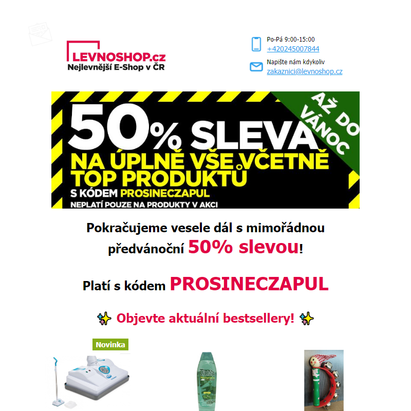 50% sleva na VŠE! Nakupte za půlku! Dnes na vás navíc čeká horkovzdušná fritéza za 666 Kč nebo vakuovačka za 333 Kč!