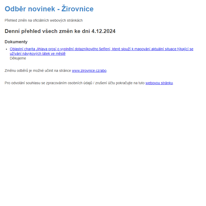 Odběr novinek ze dne 4.12.2024