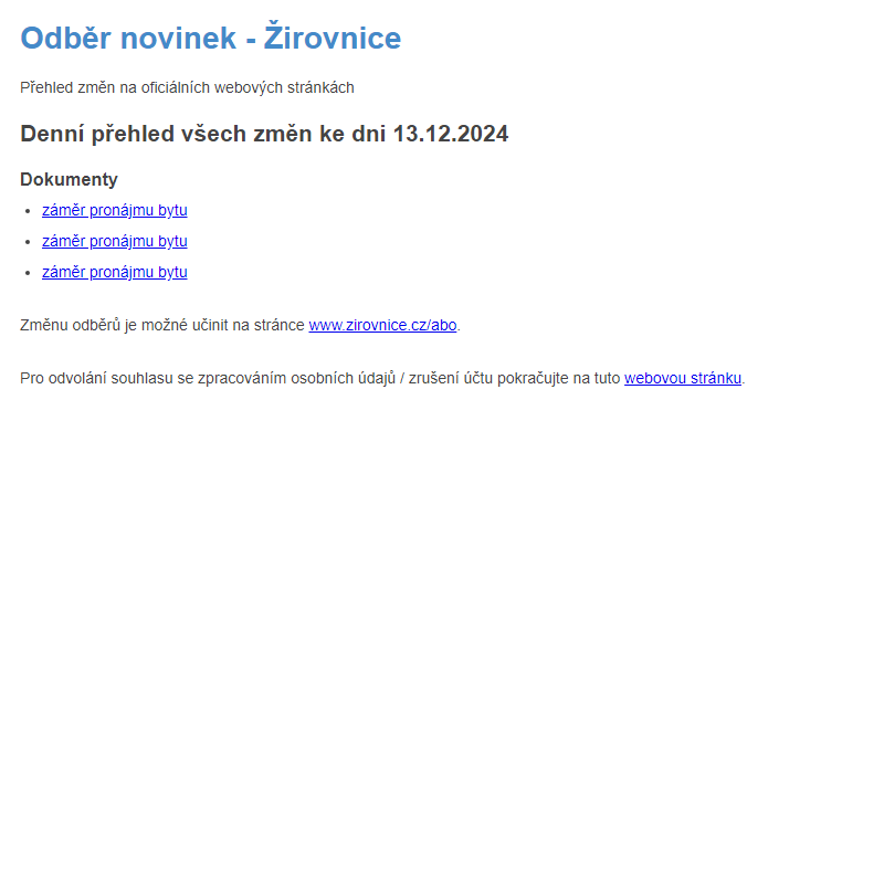 Odběr novinek ze dne 13.12.2024