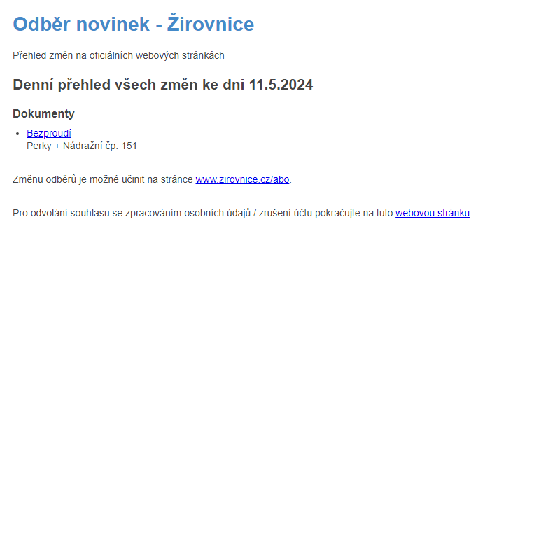 Odběr novinek ze dne 11.5.2024