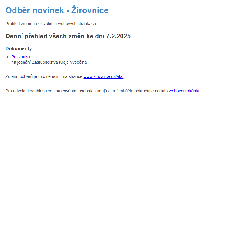 Odběr novinek ze dne 7.2.2025