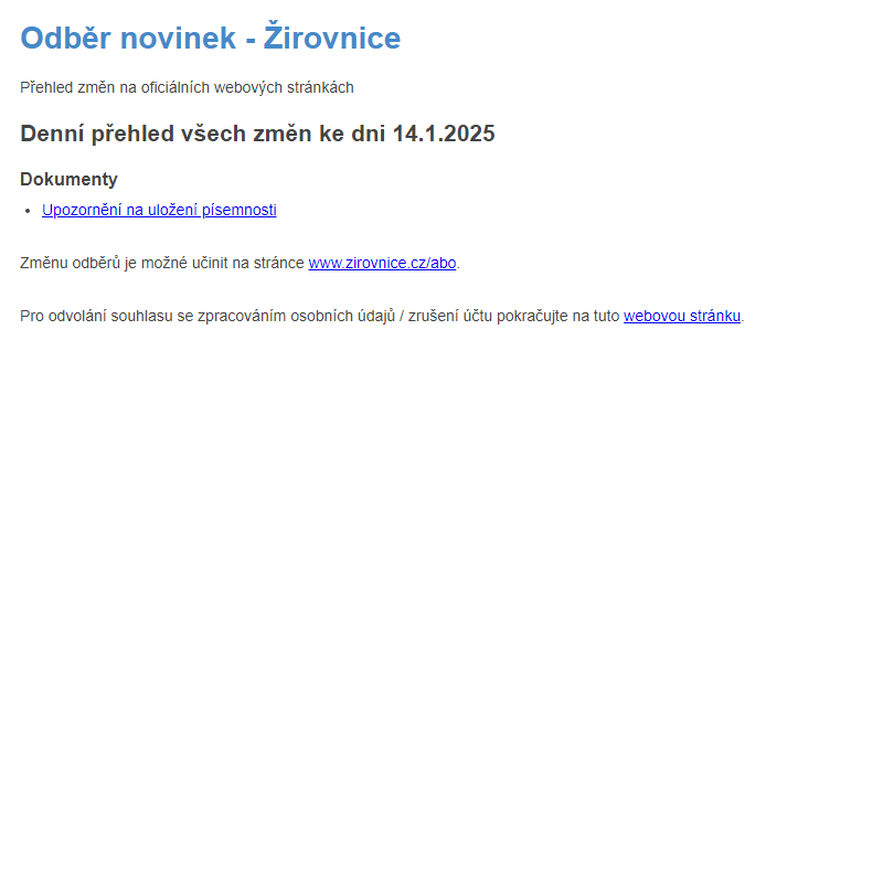 Odběr novinek ze dne 14.1.2025