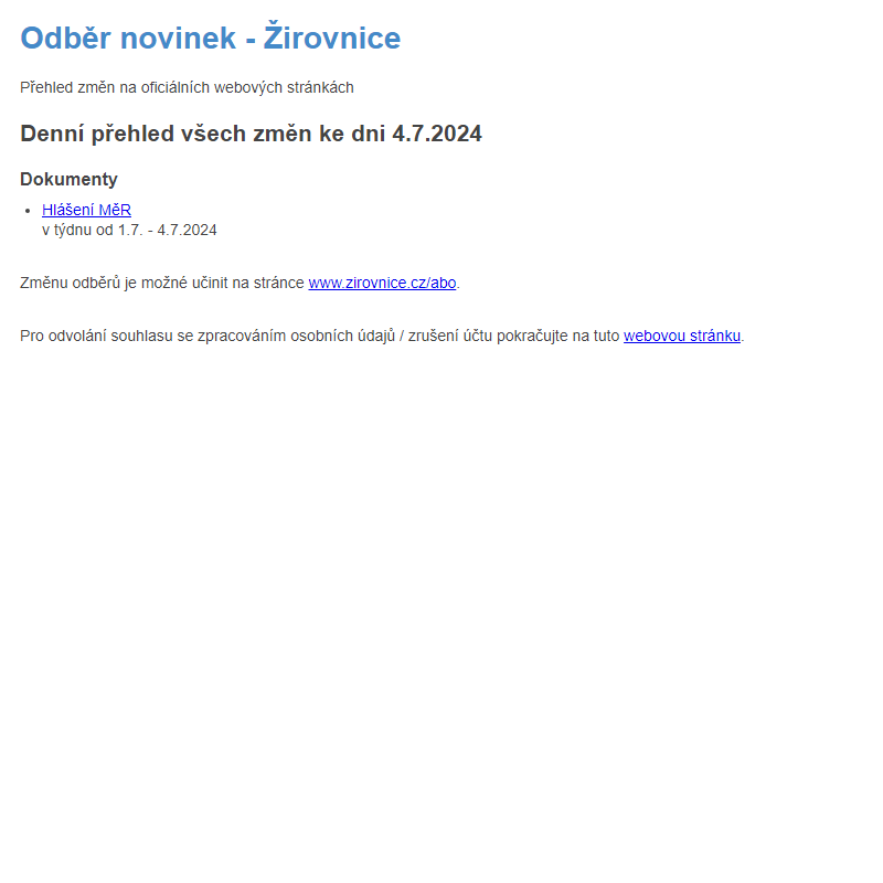 Odběr novinek ze dne 4.7.2024