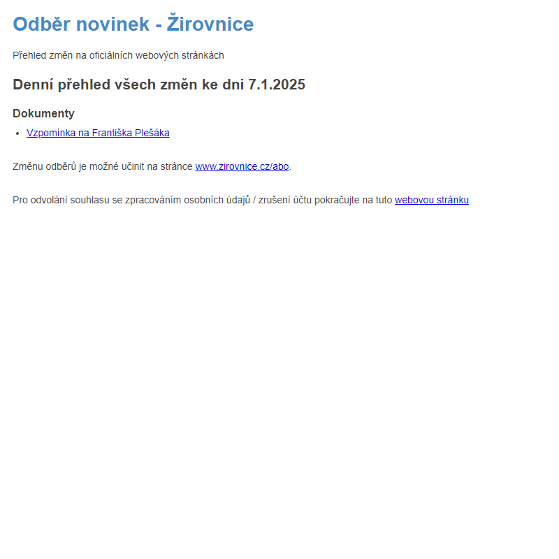 Odběr novinek ze dne 7.1.2025