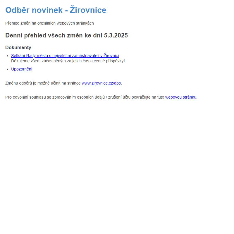 Odběr novinek ze dne 5.3.2025