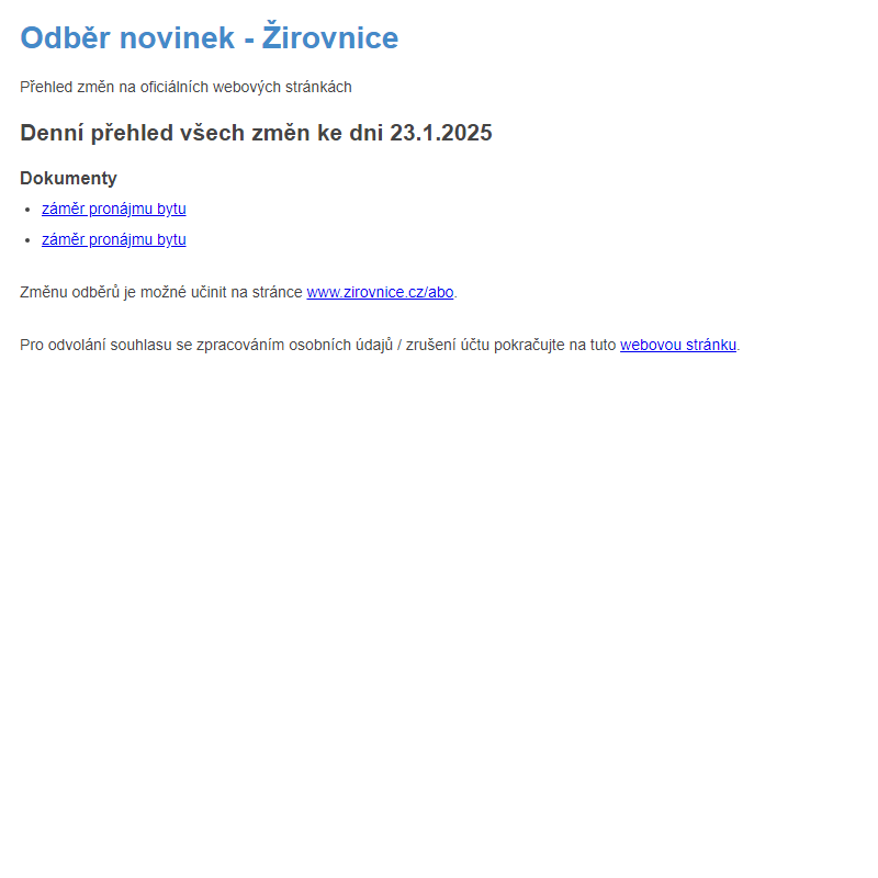 Odběr novinek ze dne 23.1.2025