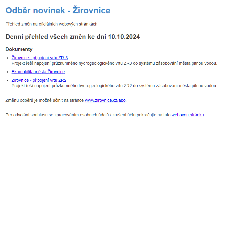 Odběr novinek ze dne 10.10.2024