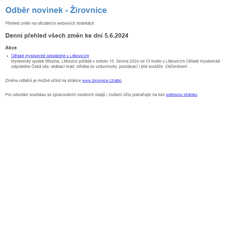 Odběr novinek ze dne 5.6.2024