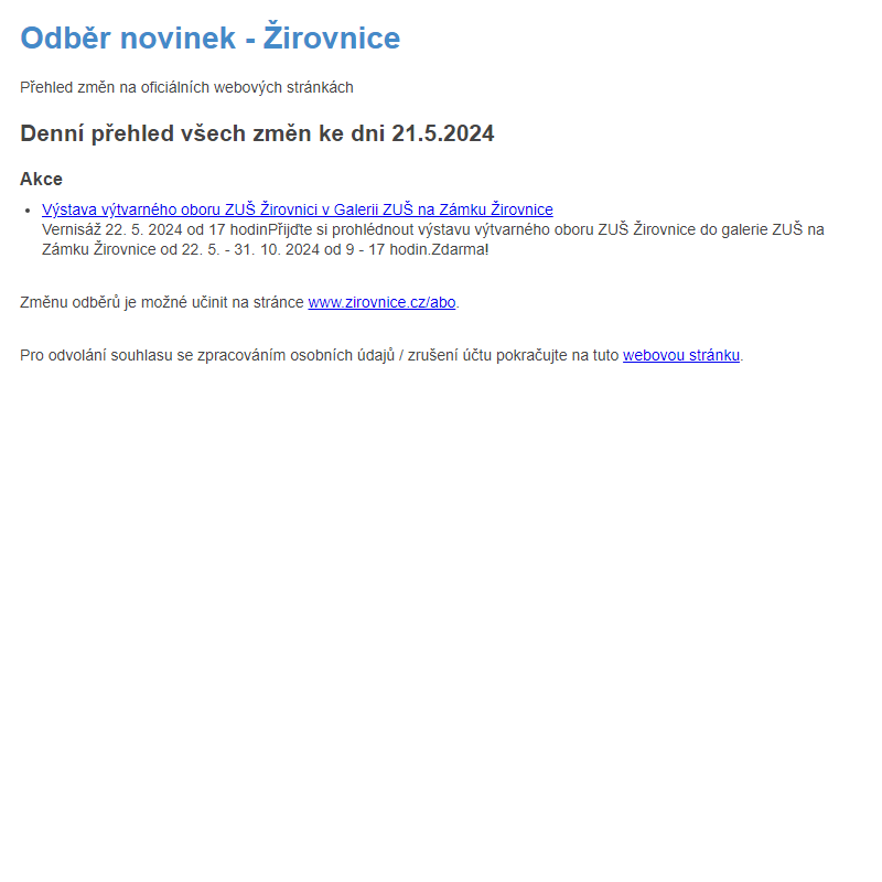 Odběr novinek ze dne 21.5.2024