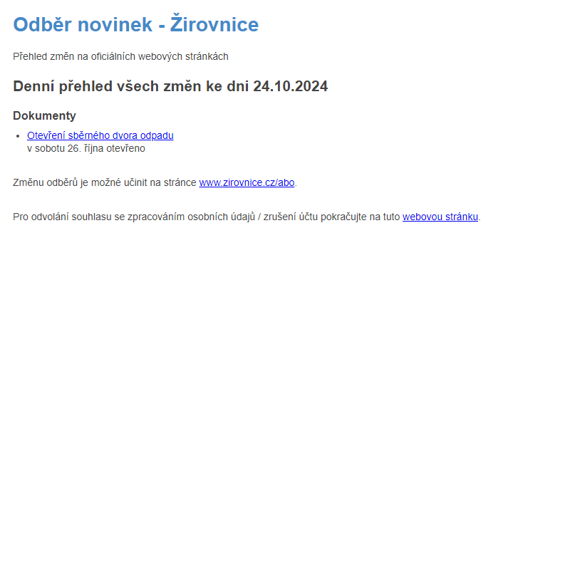 Odběr novinek ze dne 24.10.2024