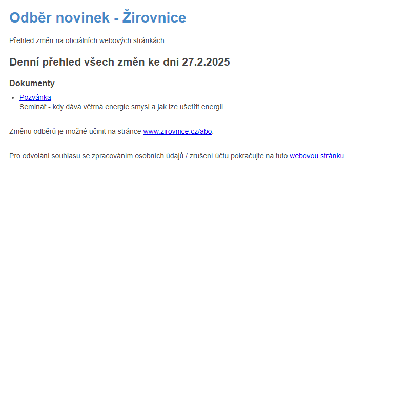 Odběr novinek ze dne 27.2.2025