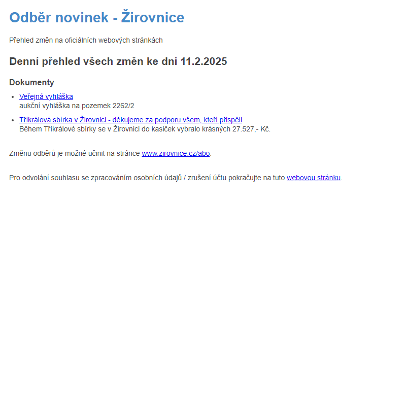 Odběr novinek ze dne 11.2.2025