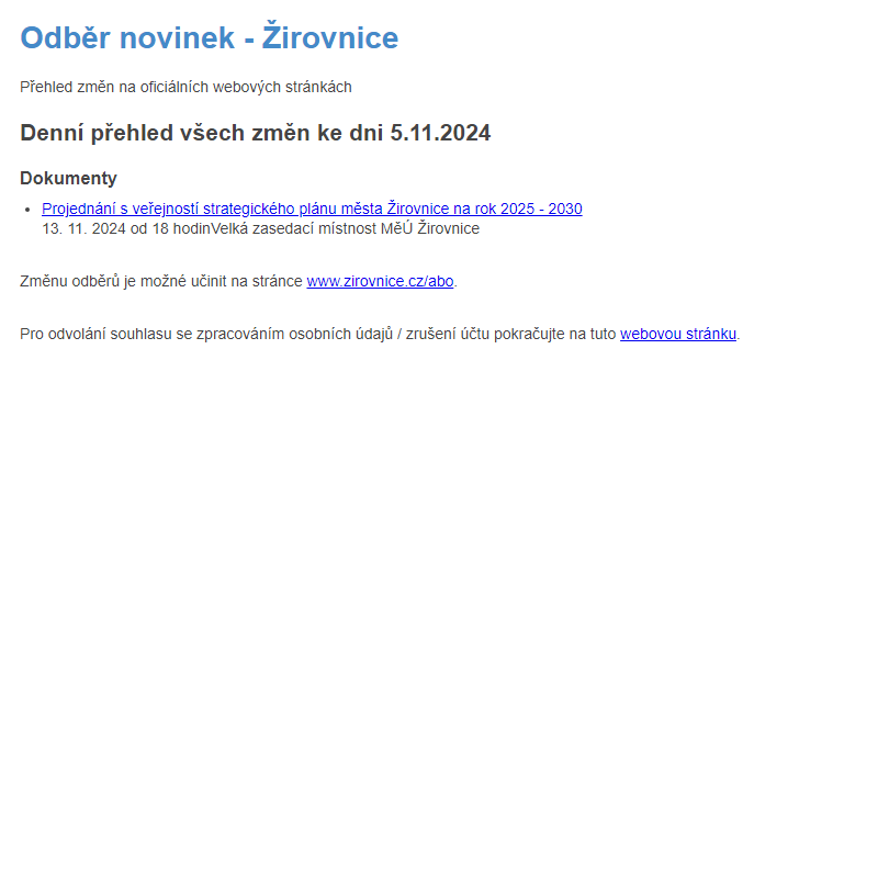 Odběr novinek ze dne 5.11.2024