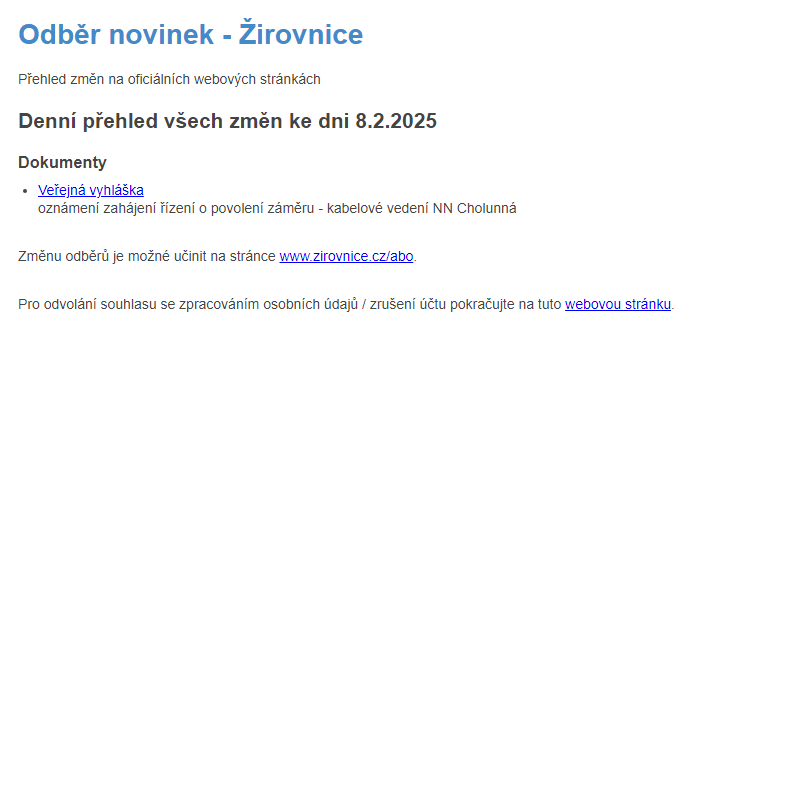 Odběr novinek ze dne 8.2.2025