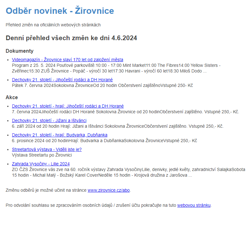 Odběr novinek ze dne 4.6.2024